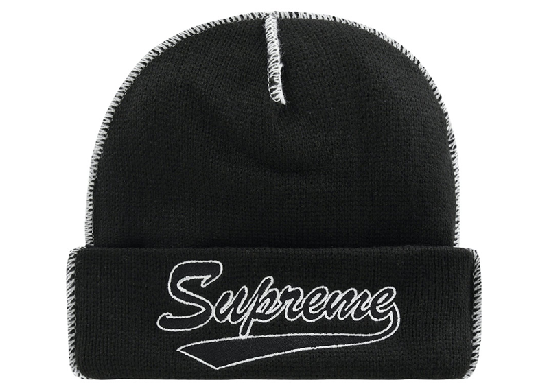 Supreme Contrast Stitch Beanie (FW22) Black – kickedout